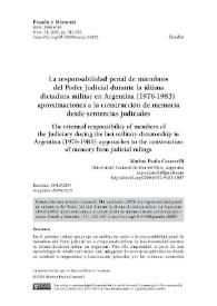 La responsabilidad penal de miembros del Poder Judicial durante la última dictadura militar en Argentina (1976-1983): aproximaciones a la...