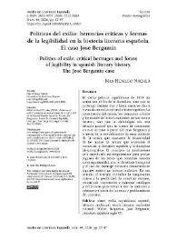 Políticas del exilio: herencias críticas y formas de la legibilidad en la historia literaria española. El caso José Bergamín