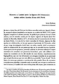 Moreto y Lanini ante la figura del demonio: notas sobre 'Santa Rosa del Perú'