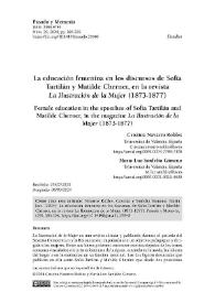 La educación femenina en los discursos de Sofía Tartilán y Matilde Cherner, en la revista 'La Ilustración de la Mujer' (1873-1877) 
