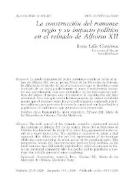 La construcción del romance regio y su impacto político en el reinado de Alfonso XII 