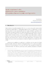 Apunte complementario sobre segmentación y partes cuantitativas: de las poéticas clásicas a las poéticas del Siglo de Oro
