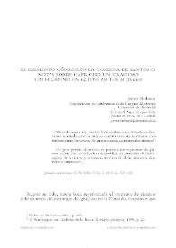 El elemento cómico en la comedia de santos (I). Notas sobre capricho, un gracioso catecúmeno en 'El José de las mujeres'