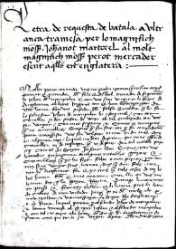 Correspondència entre Joanot Martorell i Perot Mercader conservada al Ms. 7811. Lletres de Batalla, de la Biblioteca Nacional de Madrid | Biblioteca Virtual Miguel de Cervantes