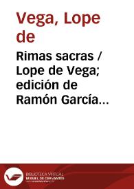 Rimas sacras / Lope de Vega; edición de Ramón García González | Biblioteca Virtual Miguel de Cervantes