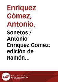 Sonetos / Antonio Enríquez Gómez; edición de Ramón García González | Biblioteca Virtual Miguel de Cervantes