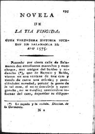 Novela de "La tía fingida", cuya verdadera historia sucedió en Salamanca el año 1575 | Biblioteca Virtual Miguel de Cervantes