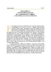 Más sobre la institucionalización de la sociología jurídica | Biblioteca Virtual Miguel de Cervantes