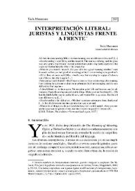 Interpretación literal: juristas y lingüísticas frente a frente | Biblioteca Virtual Miguel de Cervantes