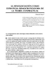 La renegociación como estrategia democratizadora de la teoría contractual / Gonzalo Sozzo | Biblioteca Virtual Miguel de Cervantes