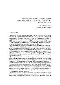 Algunas consideraciones sobre la colocación del adjetivo atributivo en el siglo XV | Biblioteca Virtual Miguel de Cervantes
