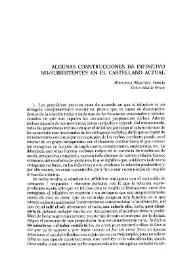 Algunas construcciones de infinitivo no-subsistentes en el castellano actual | Biblioteca Virtual Miguel de Cervantes