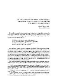 Portada:Los orígenes de ciertas expresiones meteorológicas: sobre un ejemplo del \"Libro de Alexandre\"