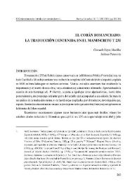 El Corán romanceado: la traducción contenida en el manuscrito T235 / Consuelo López Morillas | Biblioteca Virtual Miguel de Cervantes