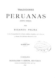 Tradiciones peruanas VIII / Ricardo Palma | Biblioteca Virtual Miguel de Cervantes