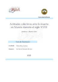 Actitudes colectivas ante la muerte en Murcia durante el siglo XVIII / Anastasio Alemán Illán | Biblioteca Virtual Miguel de Cervantes