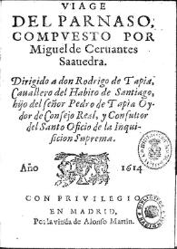 Viage del Parnaso / compuesto por Miguel de Ceruantes Saauedra | Biblioteca Virtual Miguel de Cervantes