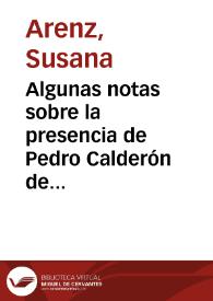 Algunas notas sobre la presencia de Pedro Calderón de la Barca en Hispanoamérica / Susana Arenz | Biblioteca Virtual Miguel de Cervantes