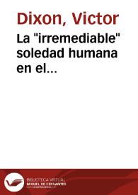 Portada:La \"irremediable\" soledad humana en el teatro de Buero Vallejo / Victor Dixon