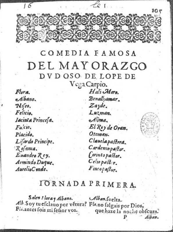El mayorazgo dudoso / de Lope de Vega Carpio | Biblioteca Virtual Miguel de Cervantes