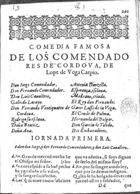 Los comendadores de Córdoba / de Lope de Vega Carpio | Biblioteca Virtual Miguel de Cervantes