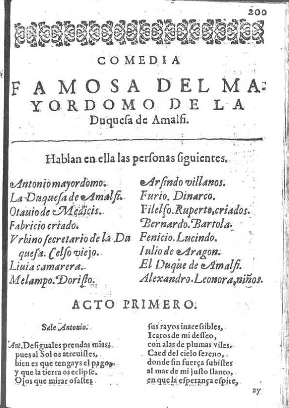 El mayordomo de la Duquesa Amalfi : comedia famosa / Lope de Vega | Biblioteca Virtual Miguel de Cervantes