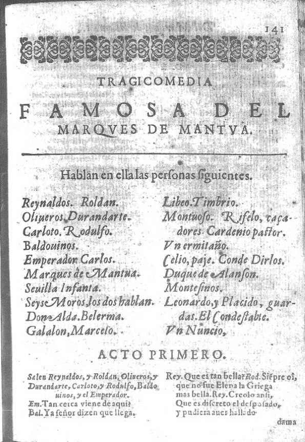 El marqués de Mantua : tragicomedia famosa / Lope de Vega | Biblioteca Virtual Miguel de Cervantes