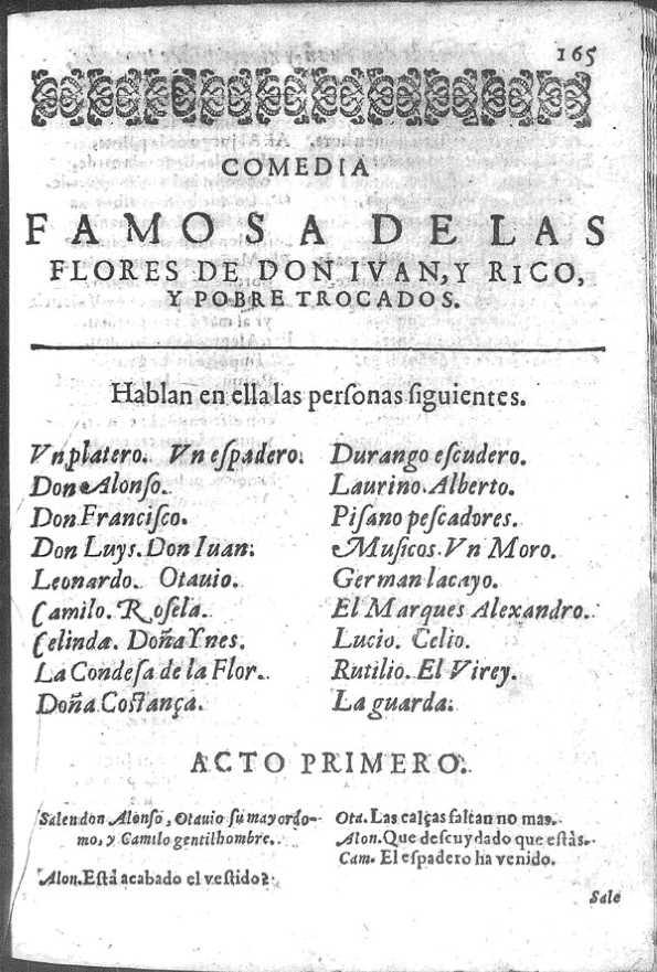 Las flores de don Juan, y rico y pobre trocados : comedia famosa / Lope de Vega | Biblioteca Virtual Miguel de Cervantes