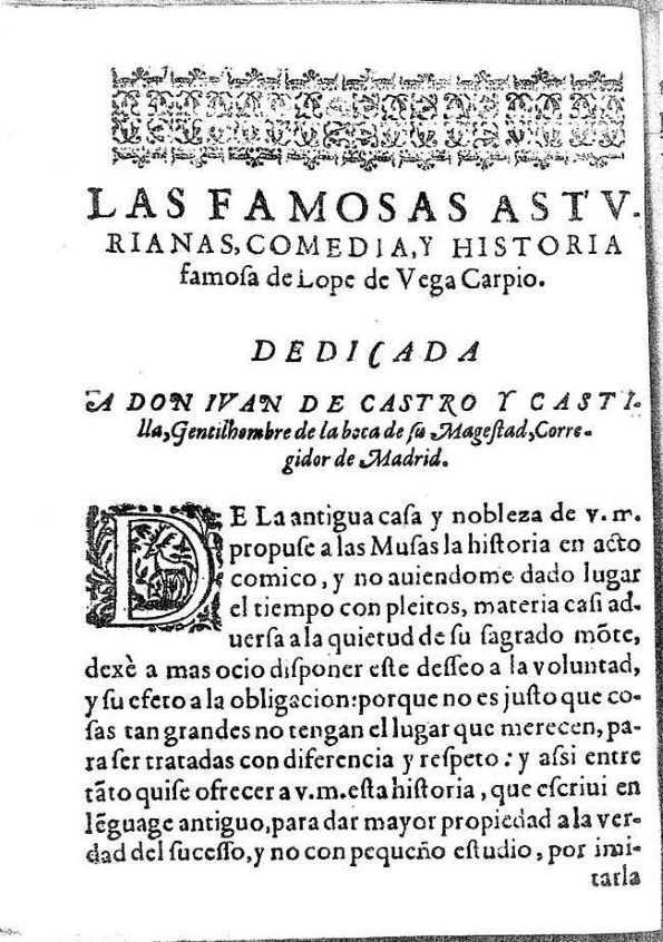 Las famosas asturianas : comedia e historia famosa / Lope de Vega | Biblioteca Virtual Miguel de Cervantes