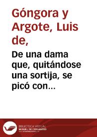 De una dama que, quitándose una sortija, se picó con un alfiler [Soneto] / Luis de Góngora y Argote | Biblioteca Virtual Miguel de Cervantes