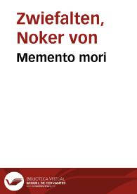 Portada:Memento mori / Noker von Zwiefalten