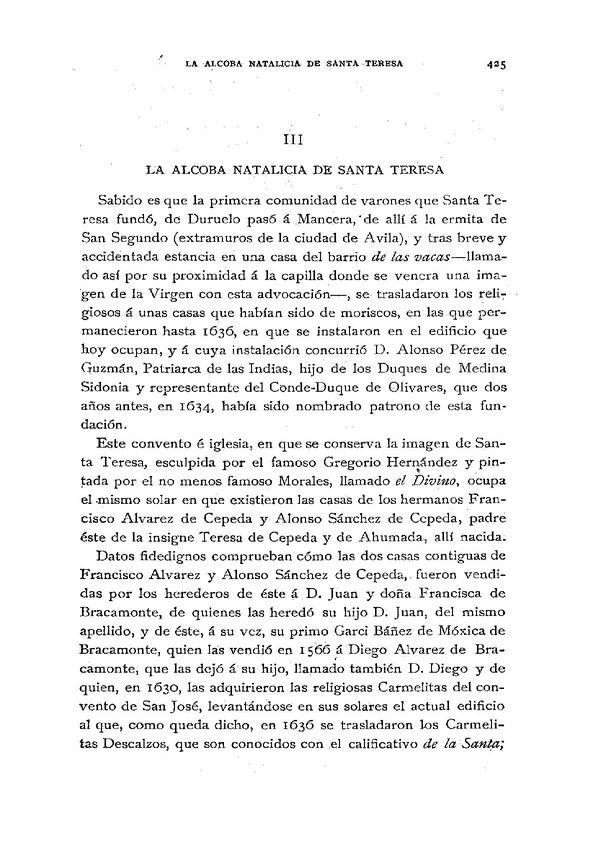 La alcoba natalicia de Santa Teresa / Manuel de Foronda y Aguilera | Biblioteca Virtual Miguel de Cervantes