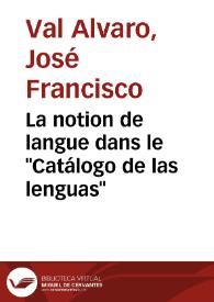 La notion de langue dans le "Catálogo de las lenguas" | Biblioteca Virtual Miguel de Cervantes