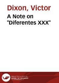 A Note on "Diferentes XXX" / Victor Dixon | Biblioteca Virtual Miguel de Cervantes