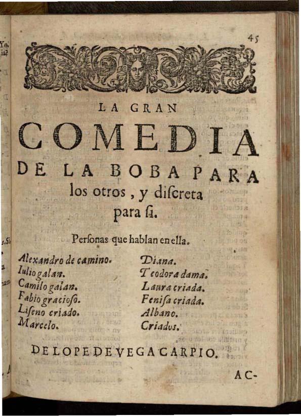 La Boba para los otros y discreta para si | Biblioteca Virtual Miguel de Cervantes