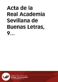 Acta de la Real Academia Sevillana de Buenas Letras, 9 de marzo de 1888 | Biblioteca Virtual Miguel de Cervantes