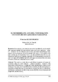 El microrrelato. Análisis, conformación y función de sus categorías narrativas / Francisco Álamo Felices | Biblioteca Virtual Miguel de Cervantes