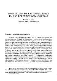 Proyección de las "Anotaciones" en las polémicas gongorinas | Biblioteca Virtual Miguel de Cervantes