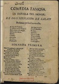La batalla del honor  [1661] / de Fernando de Zarate | Biblioteca Virtual Miguel de Cervantes