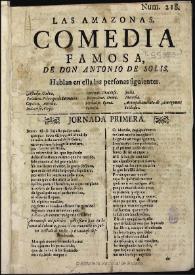 Las amazonas : comedia famosa [entre 1701 y 1850] / de don Antonio de Solis | Biblioteca Virtual Miguel de Cervantes