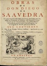 Obras de Don Diego de Saavedra Faxardo ... | Biblioteca Virtual Miguel de Cervantes