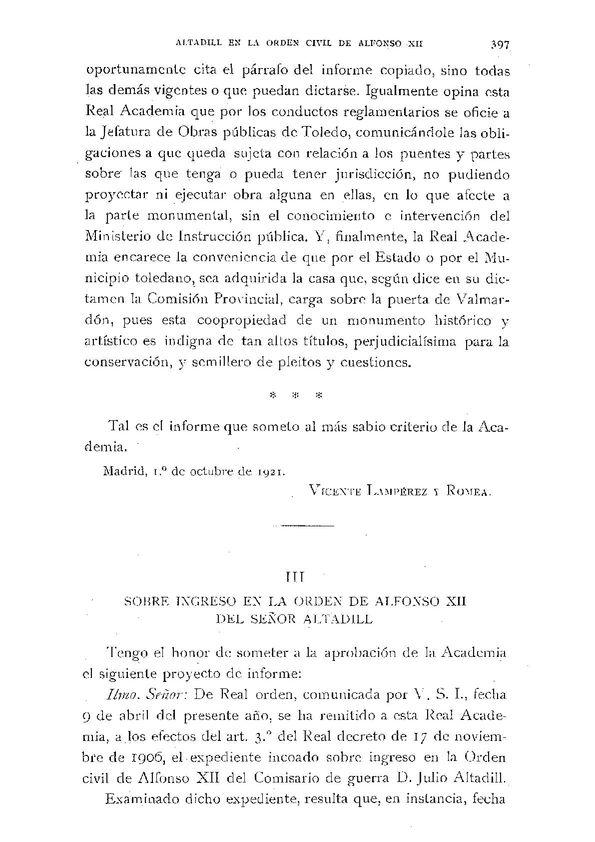 Sobre ingreso en la Orden de Alfonso XII del Sr. Altadill / Jerónimo Bécker | Biblioteca Virtual Miguel de Cervantes