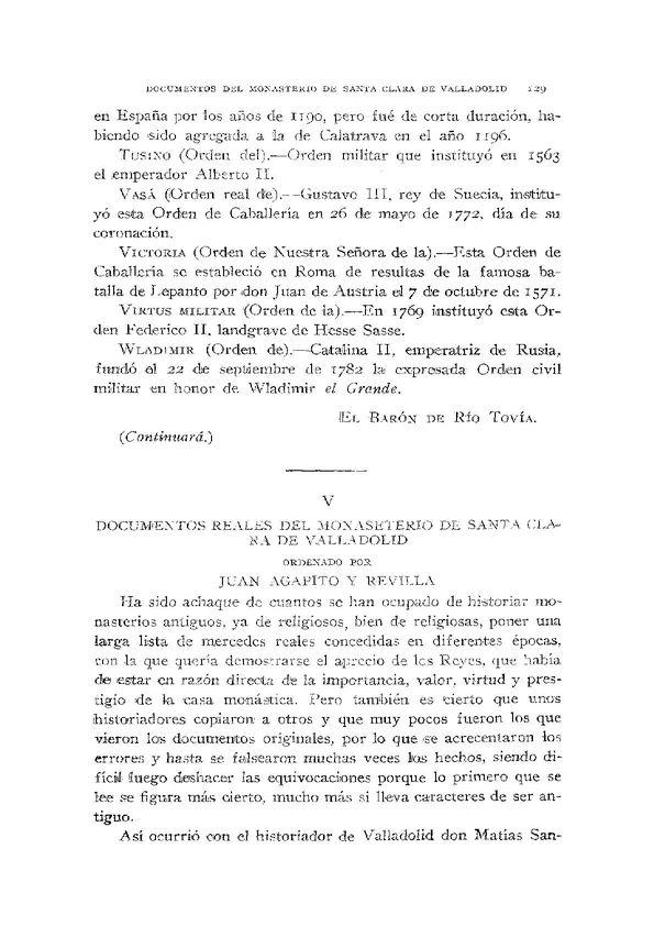 Documentos reales del monasterio de Santa Clara de Valladolid [I] / ordenados por Juan Agapito y Revilla | Biblioteca Virtual Miguel de Cervantes