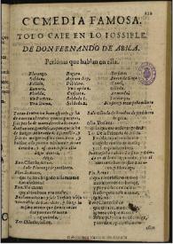 Todo cabe en lo possible / de Don Fernando de Abila | Biblioteca Virtual Miguel de Cervantes