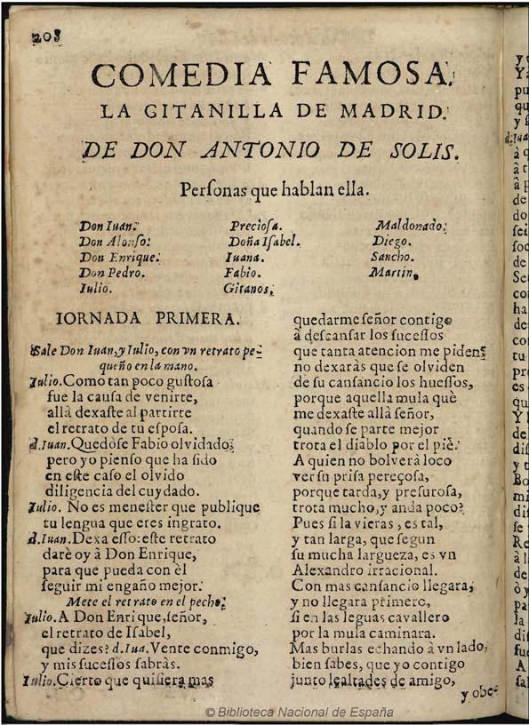 La gitanilla de Madrid [1681] / de Don Antonio de Solís | Biblioteca Virtual Miguel de Cervantes