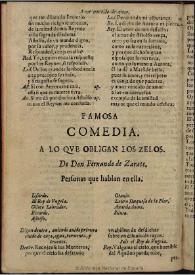 A lo que obligan los zelos : comedia famosa [entre 1770-1805] / de don Fernando Zerate | Biblioteca Virtual Miguel de Cervantes