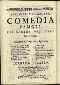 Comedia famosa, Teágenes y Clariquea | Biblioteca Virtual Miguel de Cervantes
