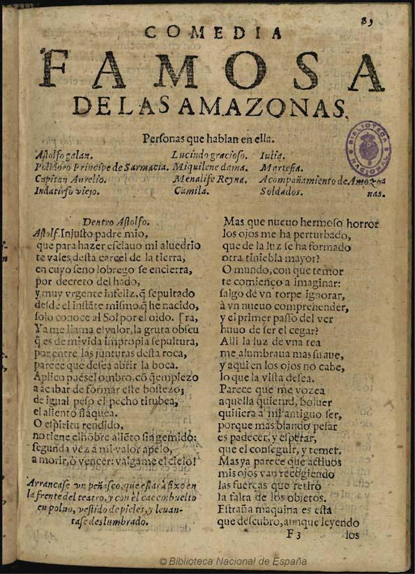 Las amazonas [1657] | Biblioteca Virtual Miguel de Cervantes