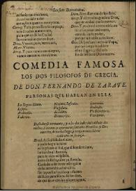Los filosofos de Grecia, Eraclito [sic] y Democrito [1762] | Biblioteca Virtual Miguel de Cervantes