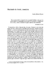 Machado de Assis, cuentista / Carlos Alberto Pasero | Biblioteca Virtual Miguel de Cervantes